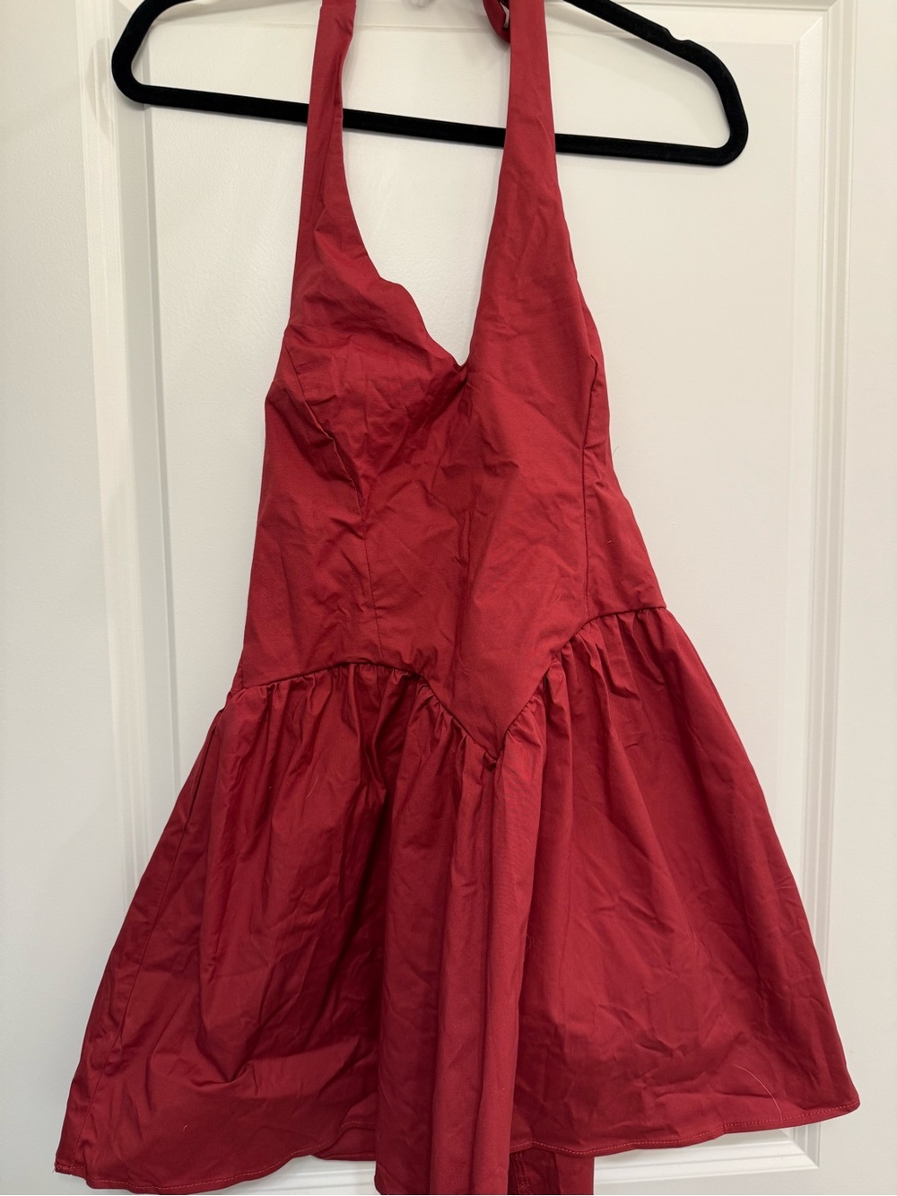 wild fable Crimson Halter Fit-and-Flare Dress